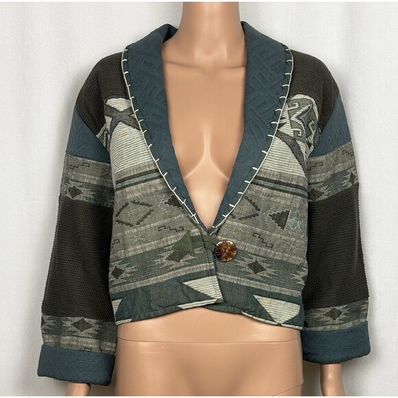 Vintage 90’s Flashback Women’s Small Tapestry Southwest Print Cropped Jacket - Picture 1 of 9